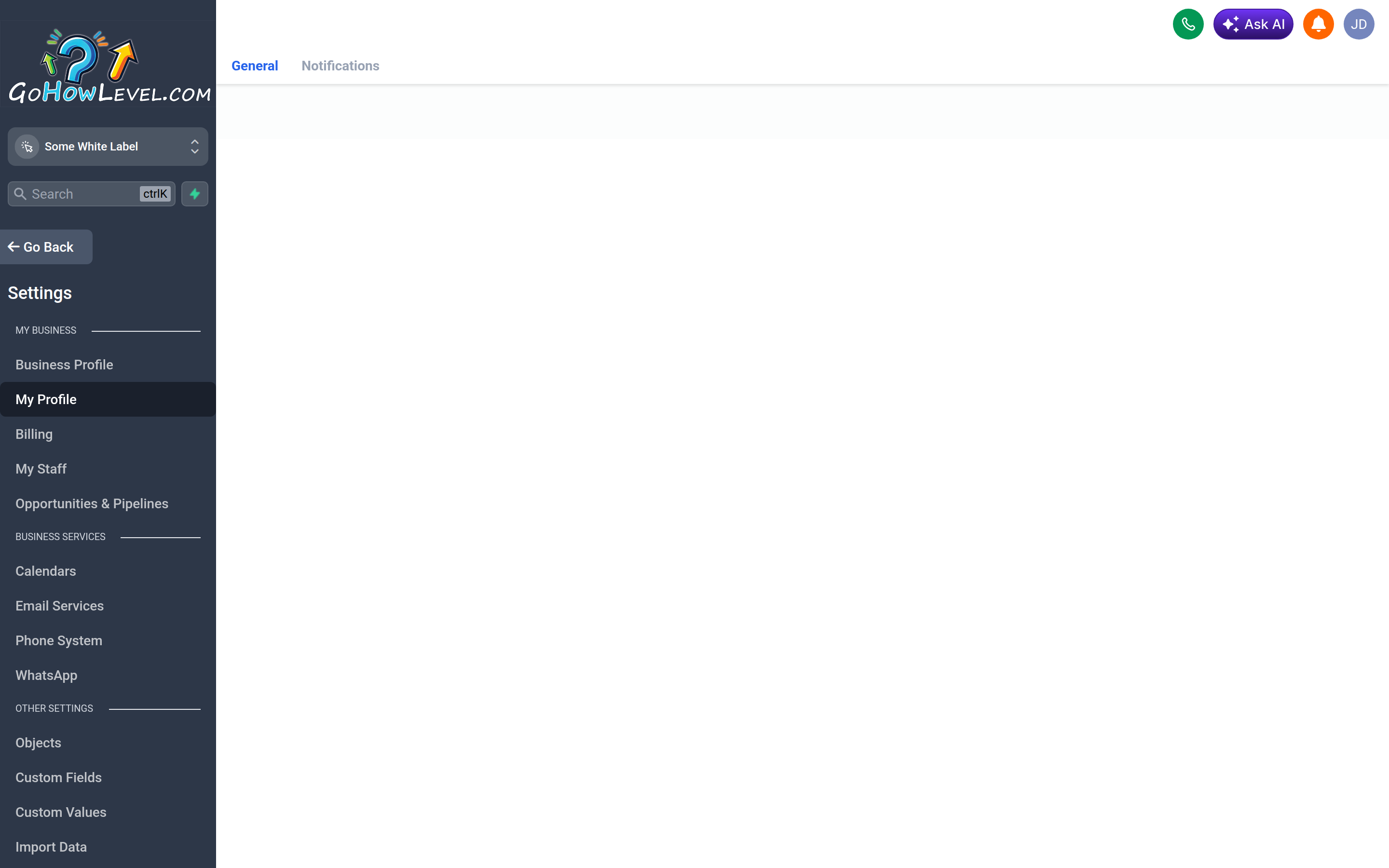 The My Profile screen showing personal account details and preferences